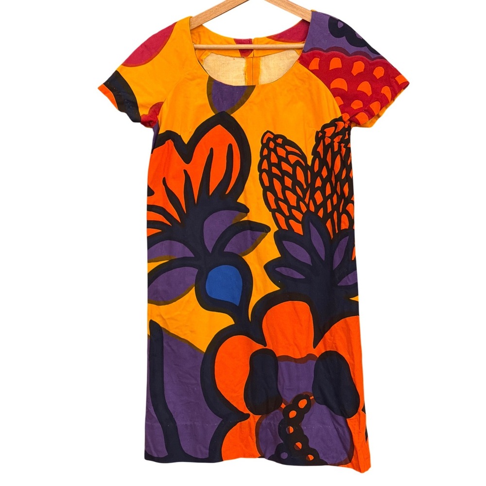Vintage Handmade Floral Shift Dress Mod Psychedelic 60s Retro Maximalist